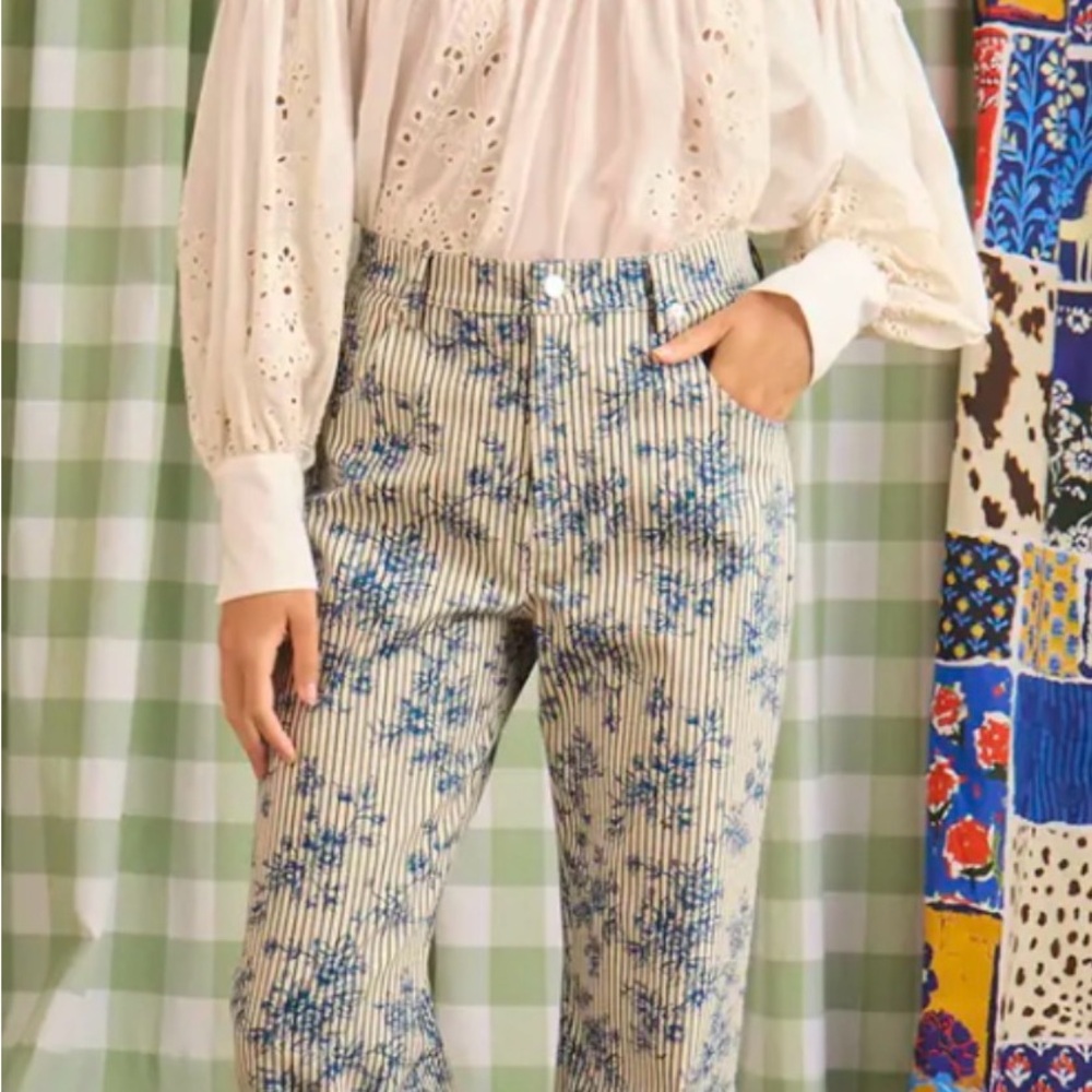 Hunter Bell Blue Floral Striped Lakelynn Pant
